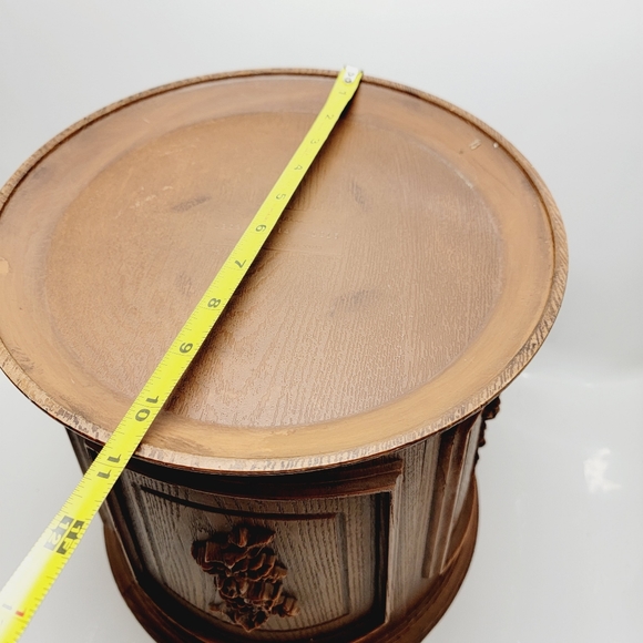 Vtg Max Klein Faux Wood Rose Plastic TrashCan Waste Basket Planter Pot Brown MCM - Picture 8 of 10